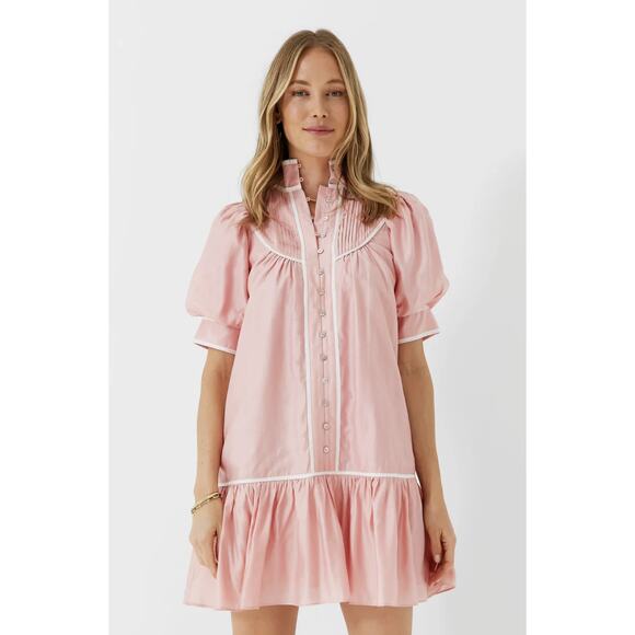 Tuckernuck Pomander Place Pink Puff Sleeve Beatrix Dress - Picture 2 of 8